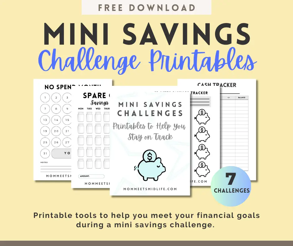 Free download, mini savings challenge printables